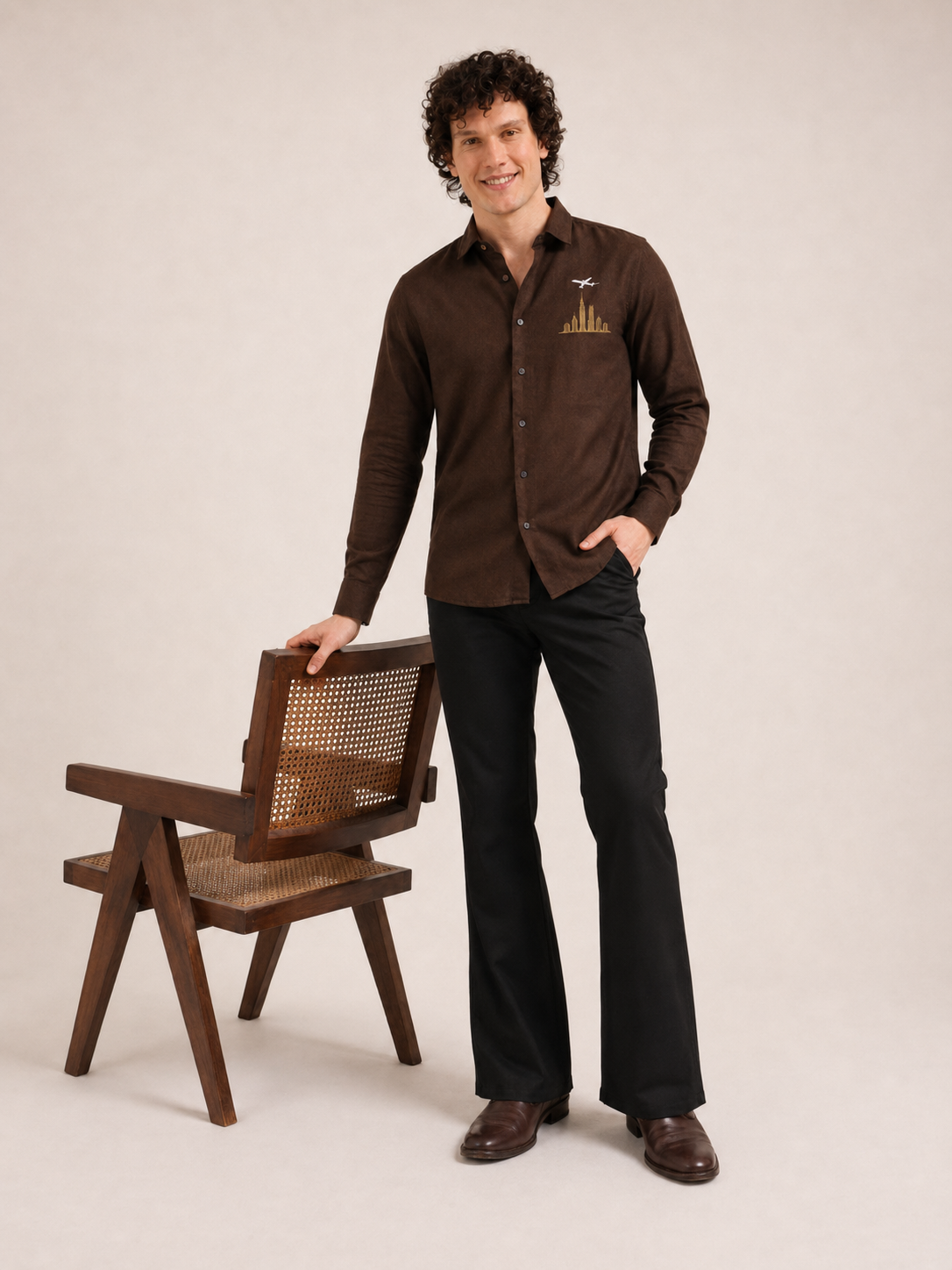Skyline &amp; Airplane Full Sleeve Casual Shirt