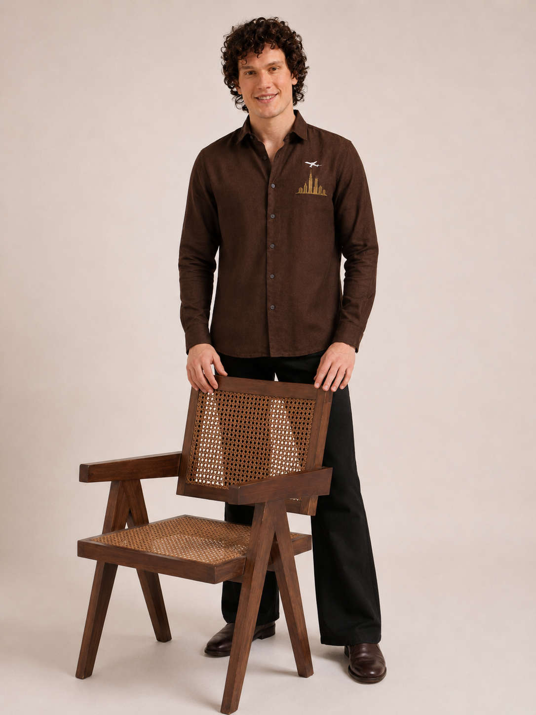Skyline &amp; Airplane Full Sleeve Casual Shirt