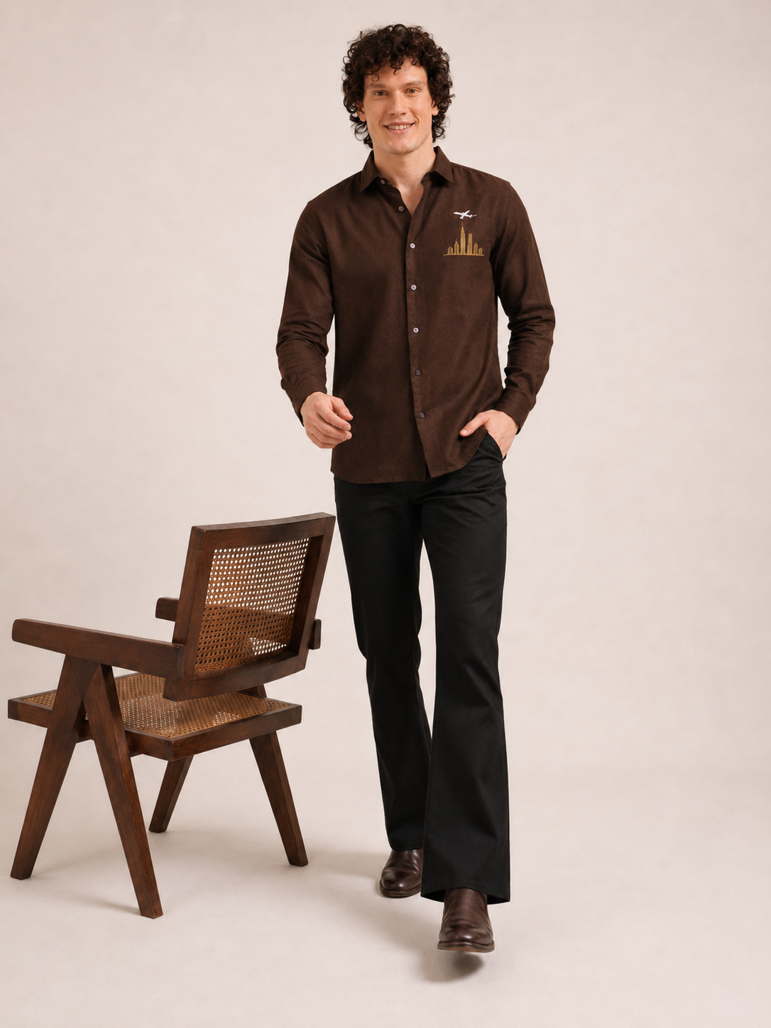 Skyline &amp; Airplane Full Sleeve Casual Shirt