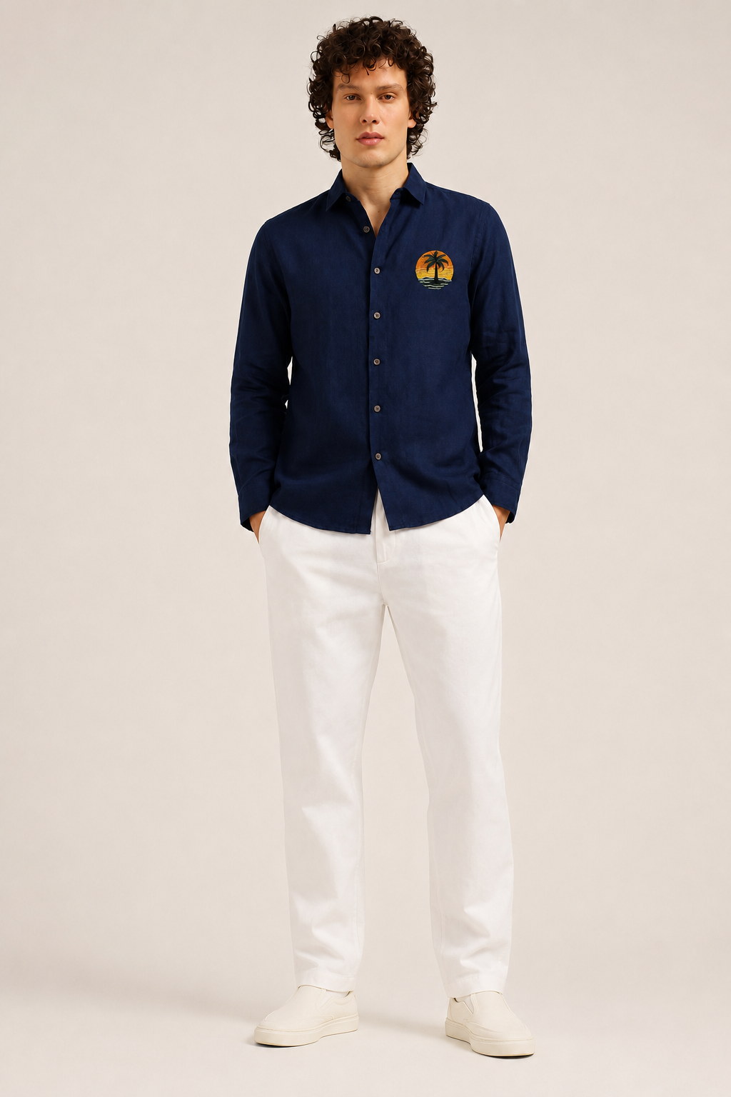 Tropical Sunset Palm Full Sleeve Casual Shirt