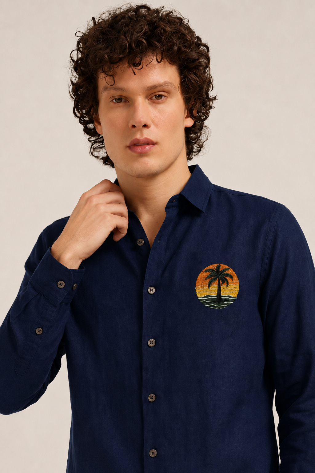 Tropical Sunset Palm Full Sleeve Casual Shirt