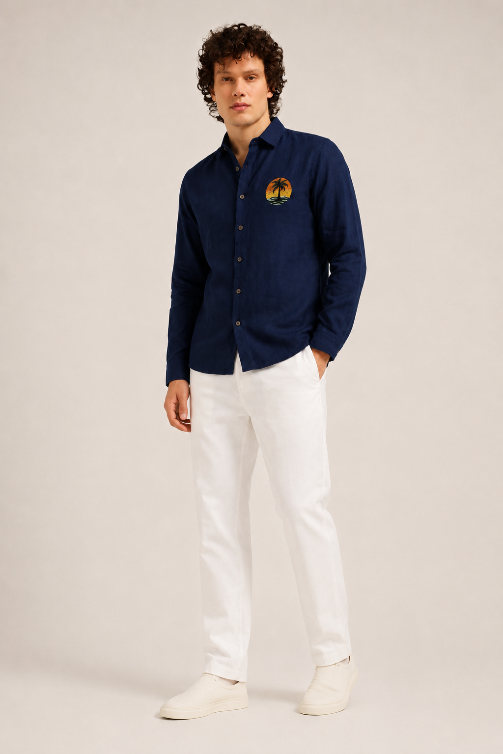 Tropical Sunset Palm Full Sleeve Casual Shirt