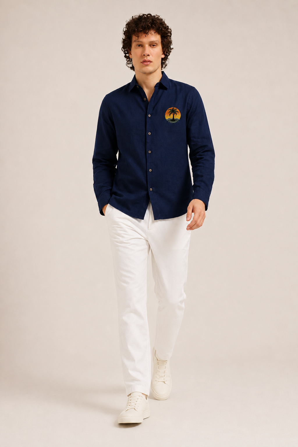 Tropical Sunset Palm Full Sleeve Casual Shirt