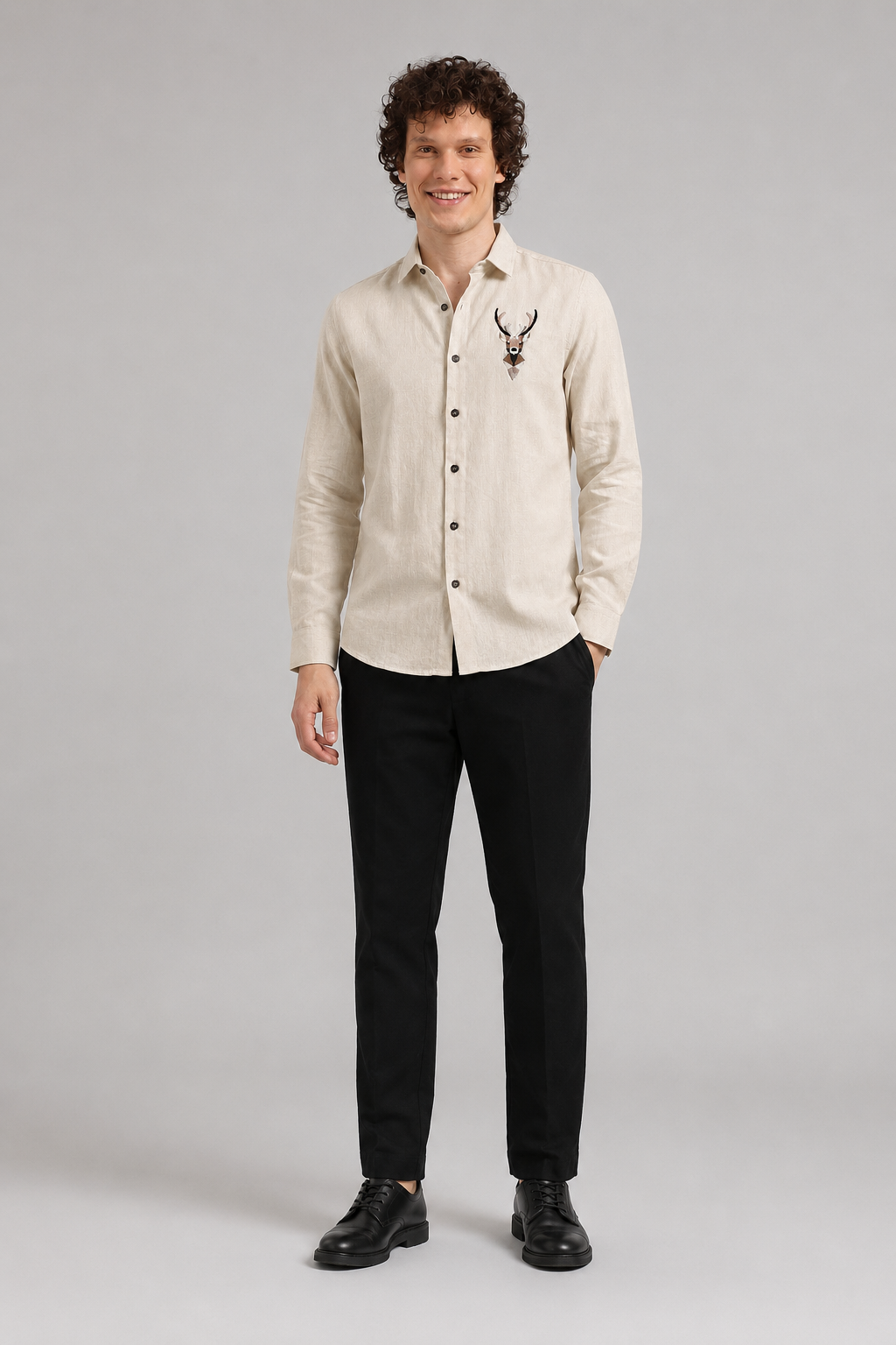 Deer Head Full Sleeve Casual Shirt