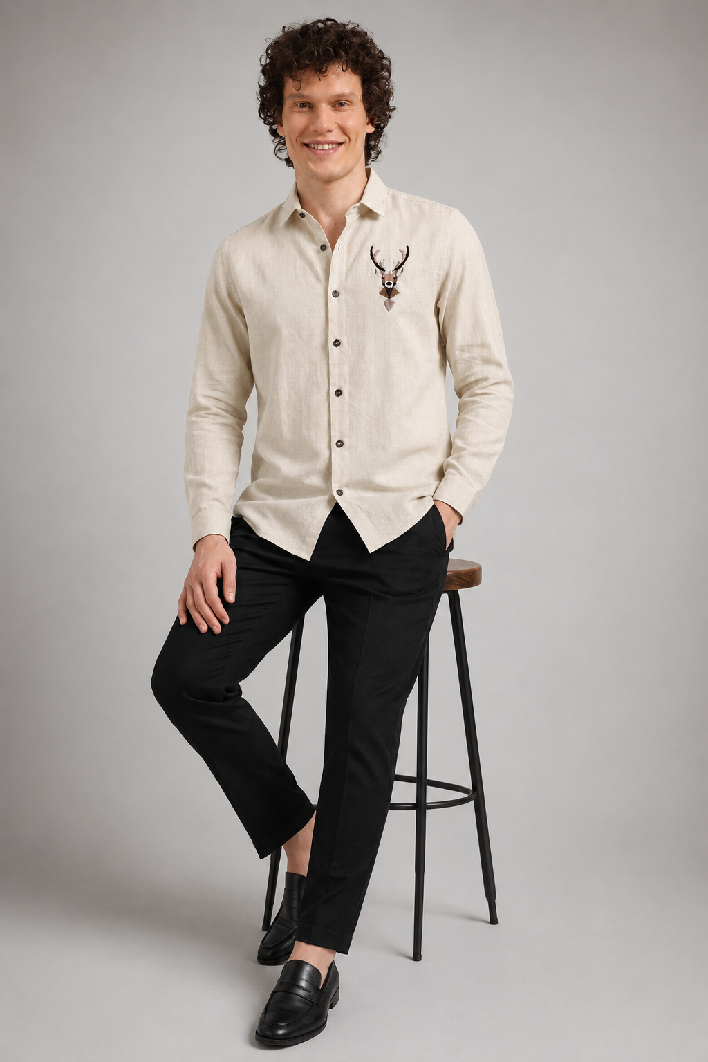Deer Head Full Sleeve Casual Shirt