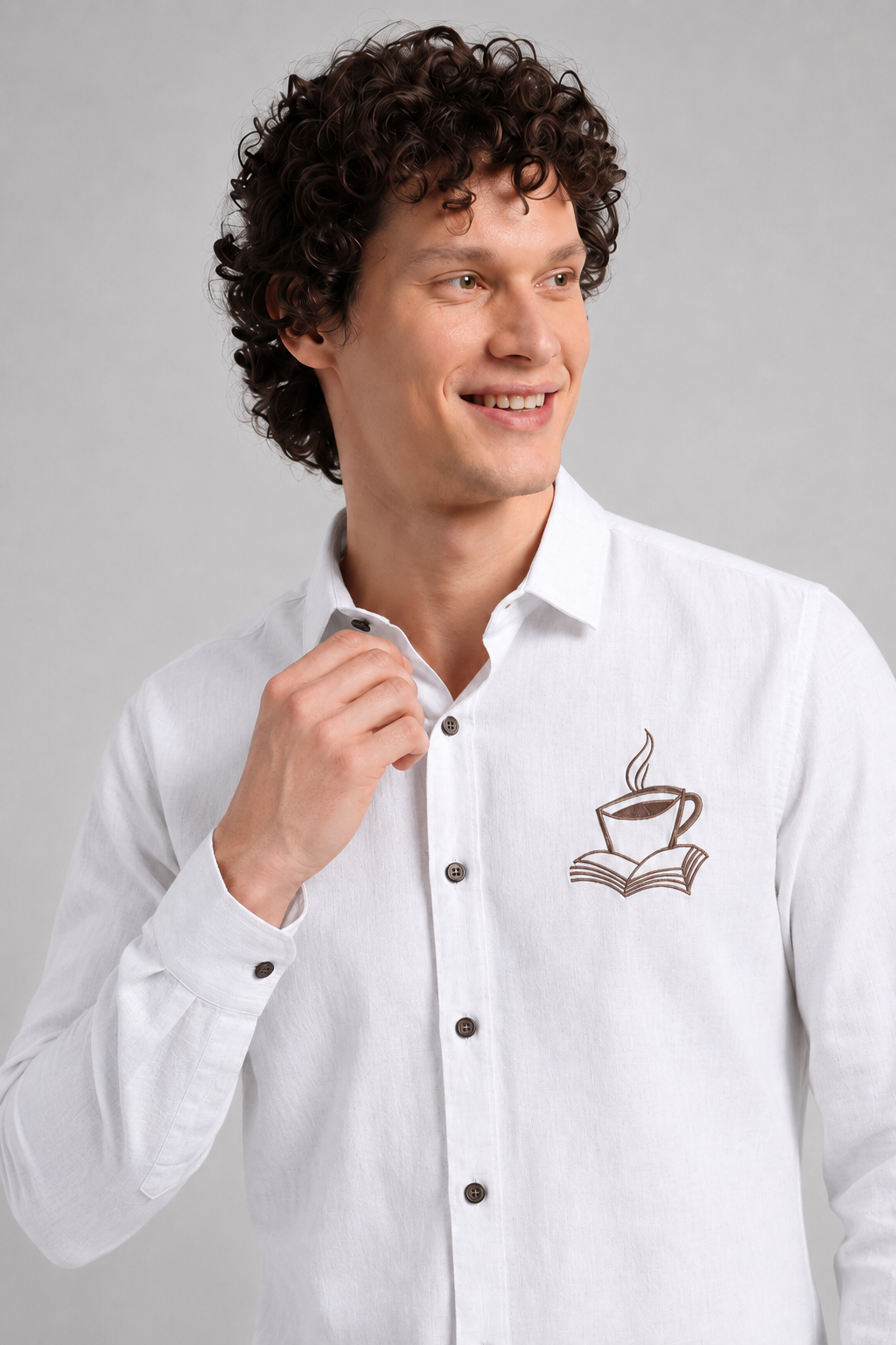 Coffee Cup &amp; Book Full Sleeve Casual Shirt