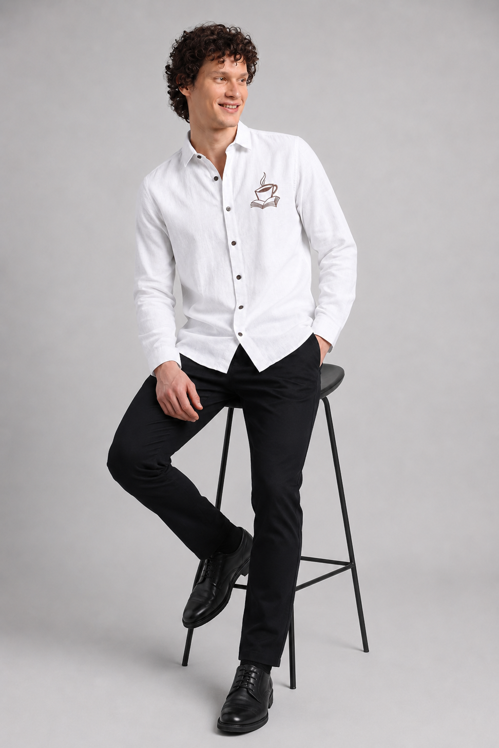 Coffee Cup &amp; Book Full Sleeve Casual Shirt