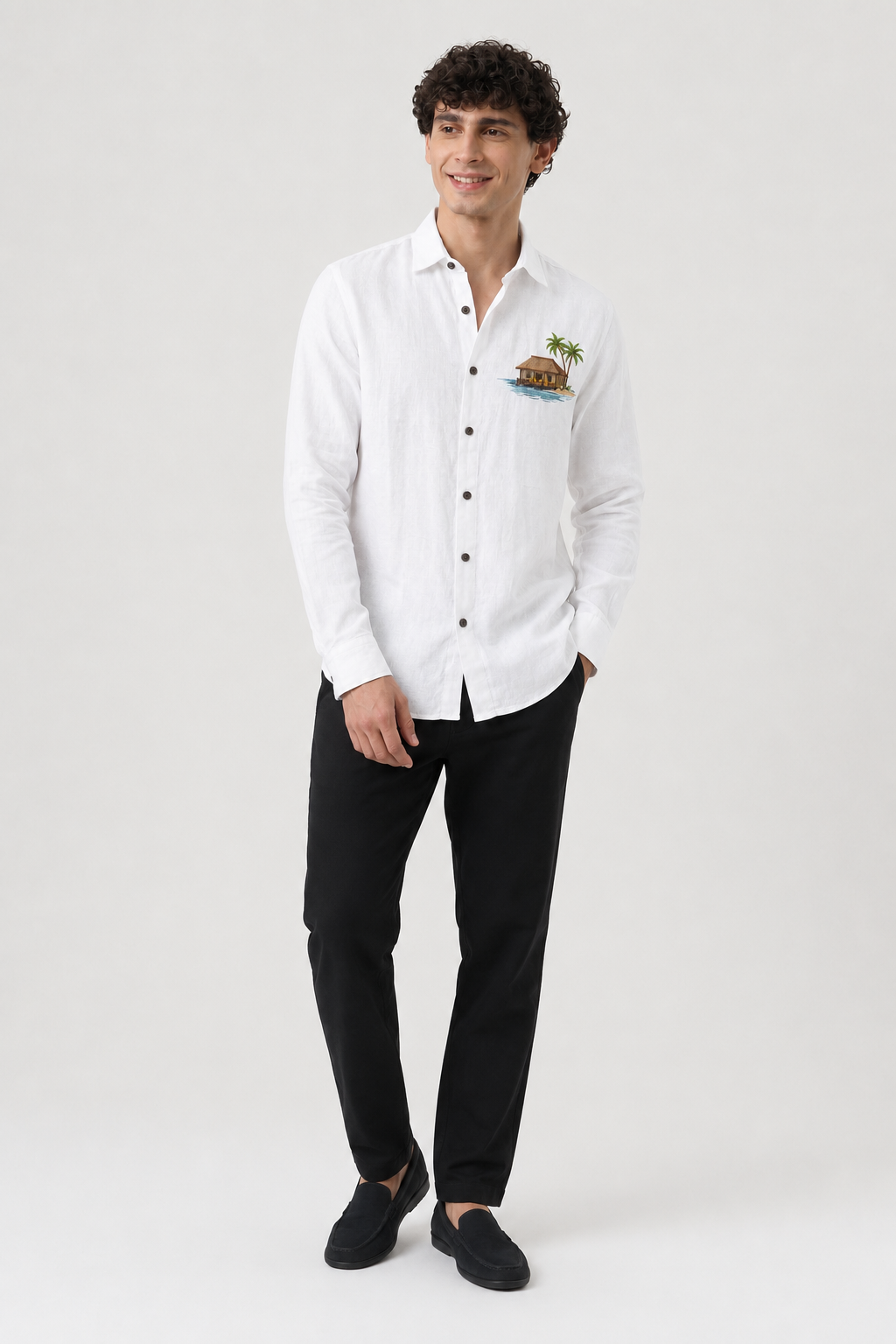 Tropical Beach Hut Full Sleeve Casual Shirt