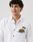Tropical Beach Hut Full Sleeve Casual Shirt