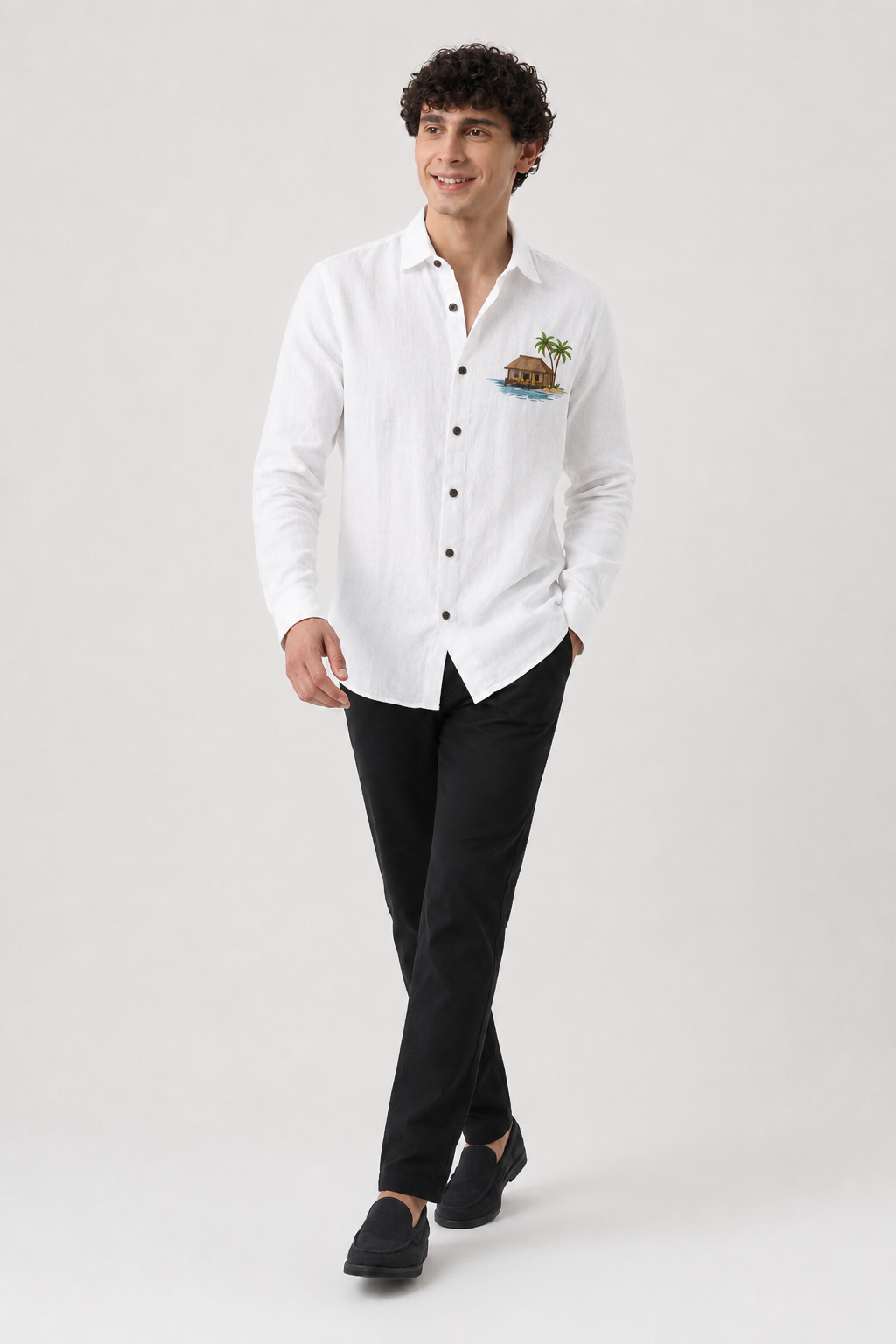 Tropical Beach Hut Full Sleeve Casual Shirt