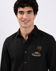 Tropical Houseboat & Palm Tree Full Sleeve Casual Shirt