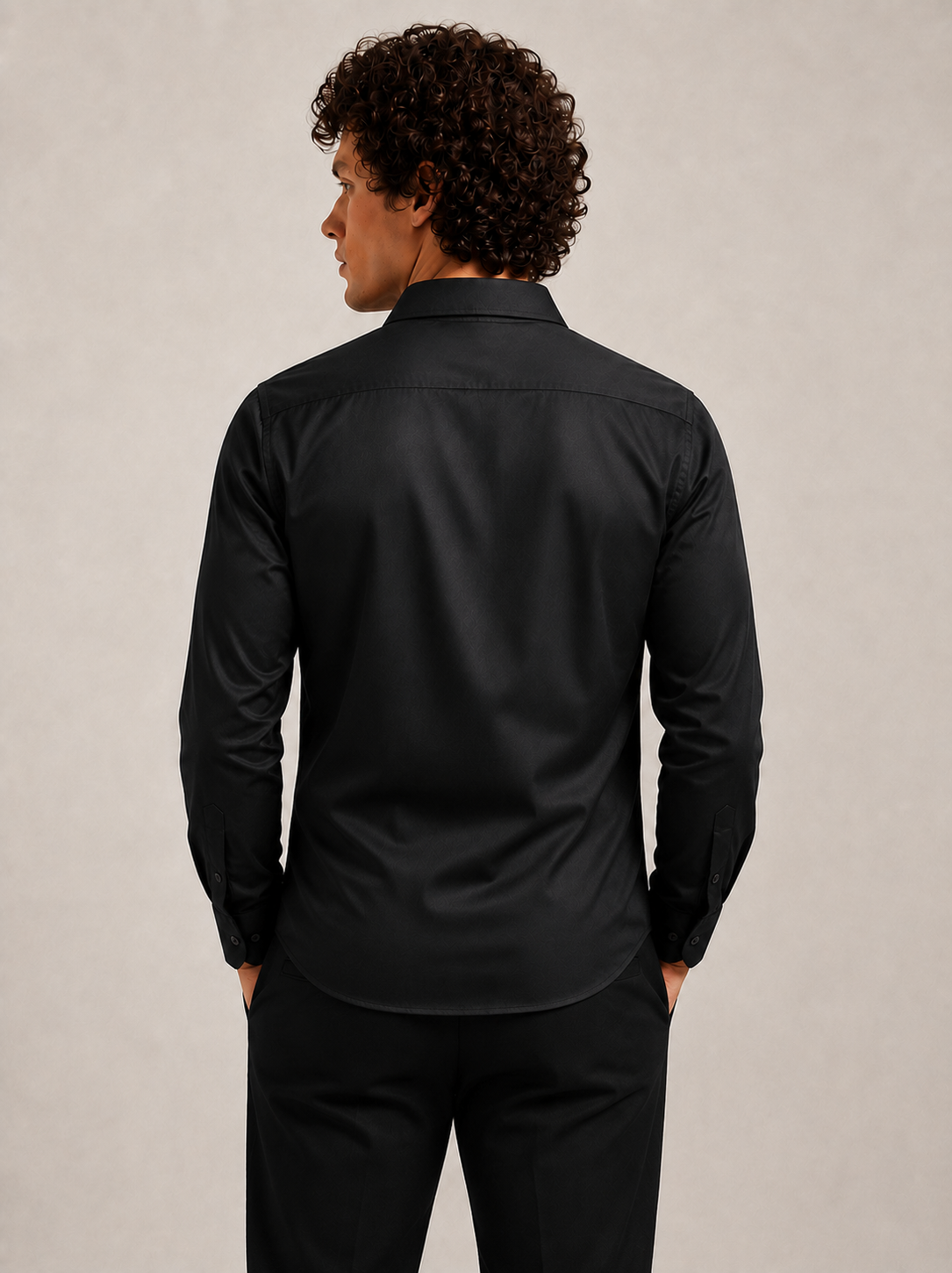 Midnight Black Minimal Face Art Premium Satin Shirt