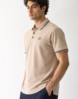 Placket Detail Regular Polo Shirt creem