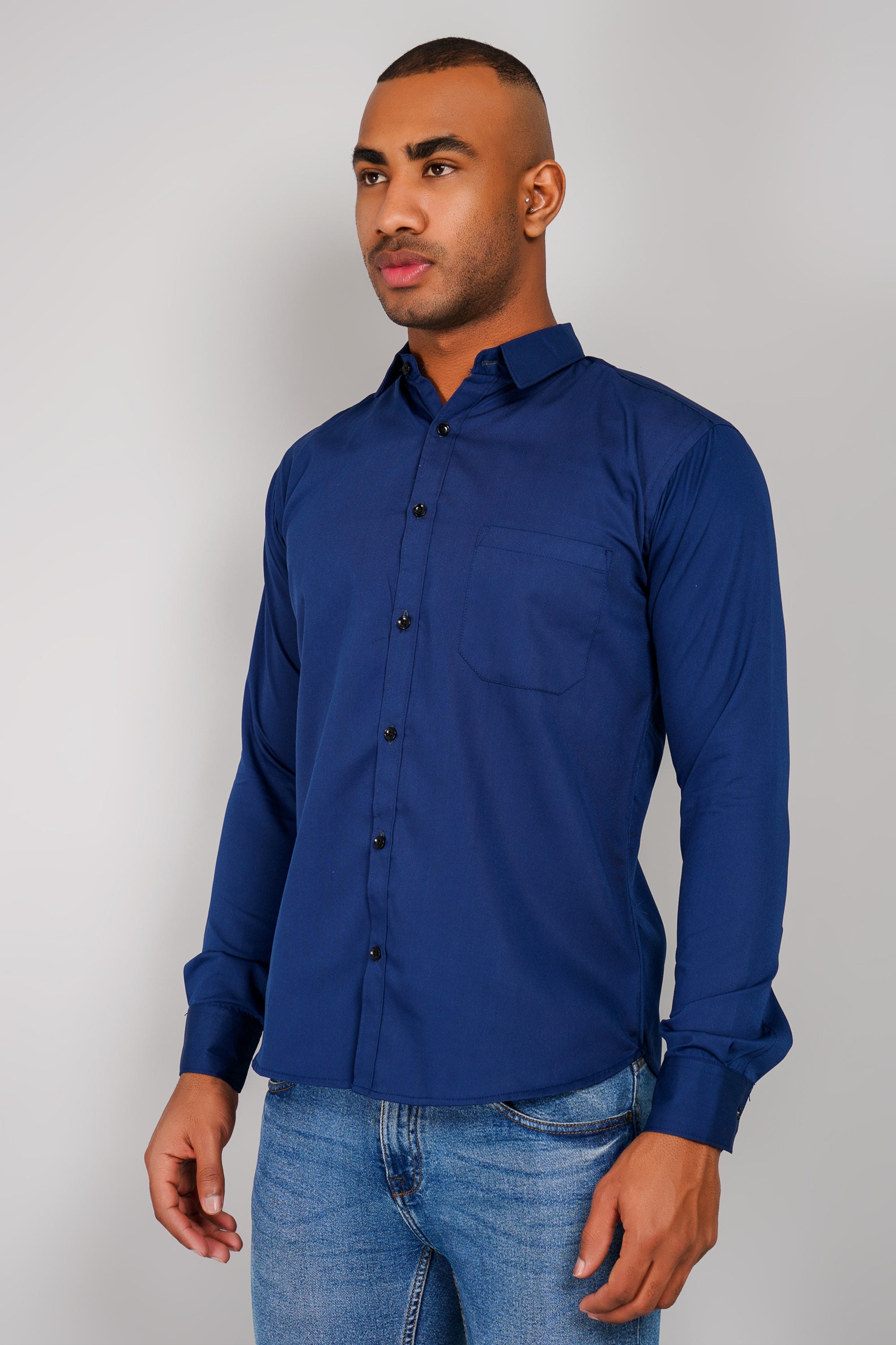 Plain Cotton Shirt navy