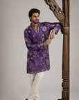 Men’s Royal Purple Floral designer Kurta designer