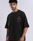 Not By Power But By His Spirit Oversized T-Shirt – Faith Cross Graphic Tee (Vintage Black)