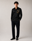Midnight Black Sakura Blossom Premium Satin Designer Shirt