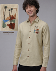 Tropical Horizon Embroidery  Sage Green Shirt