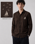 Coastal Voyage Embroidered Cotton Shirt