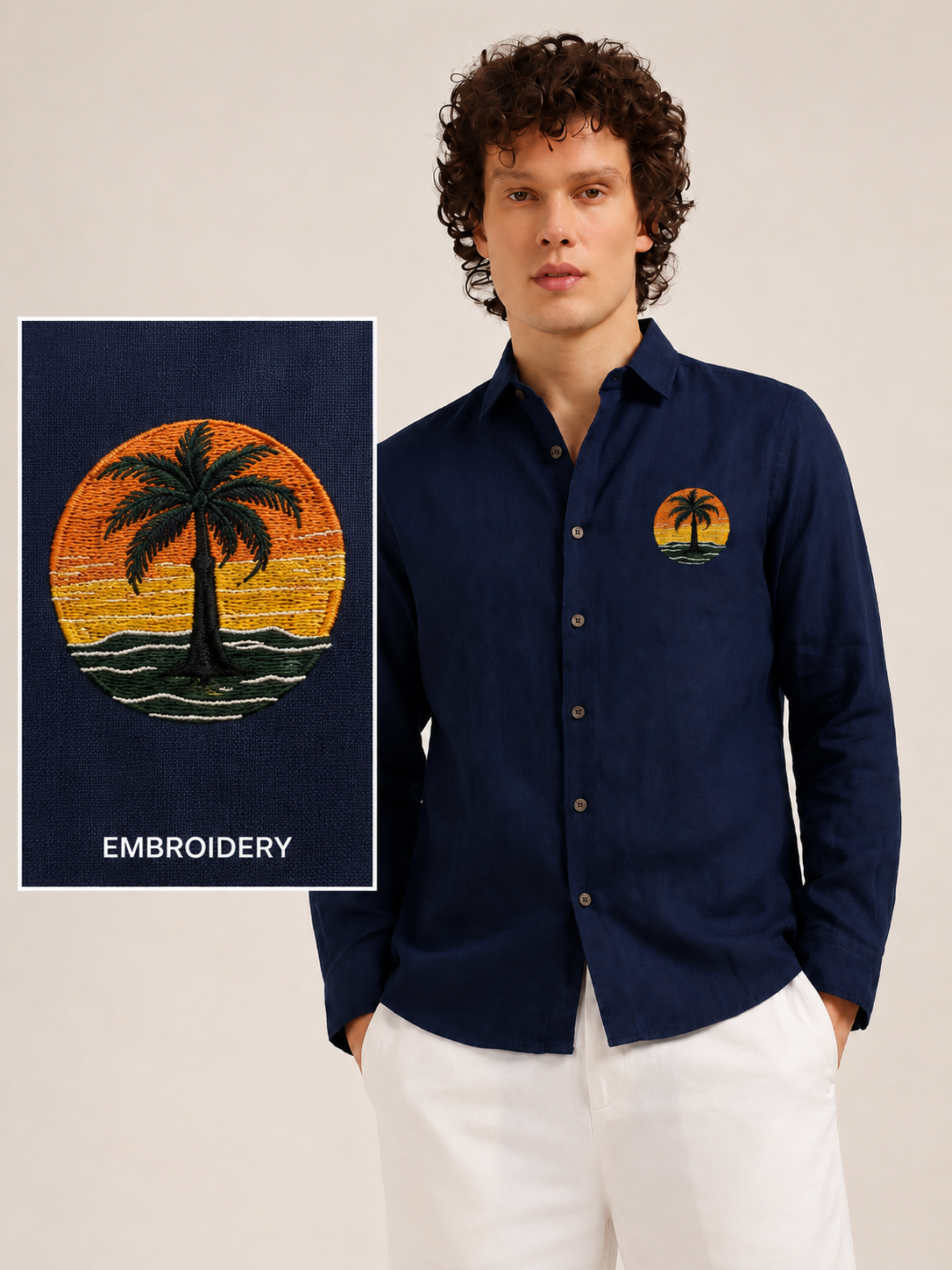Tropical Sunset Palm Full Sleeve Casual Shirt