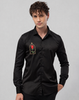 Midnight Black Rose Emblem Premium Satin Shirt