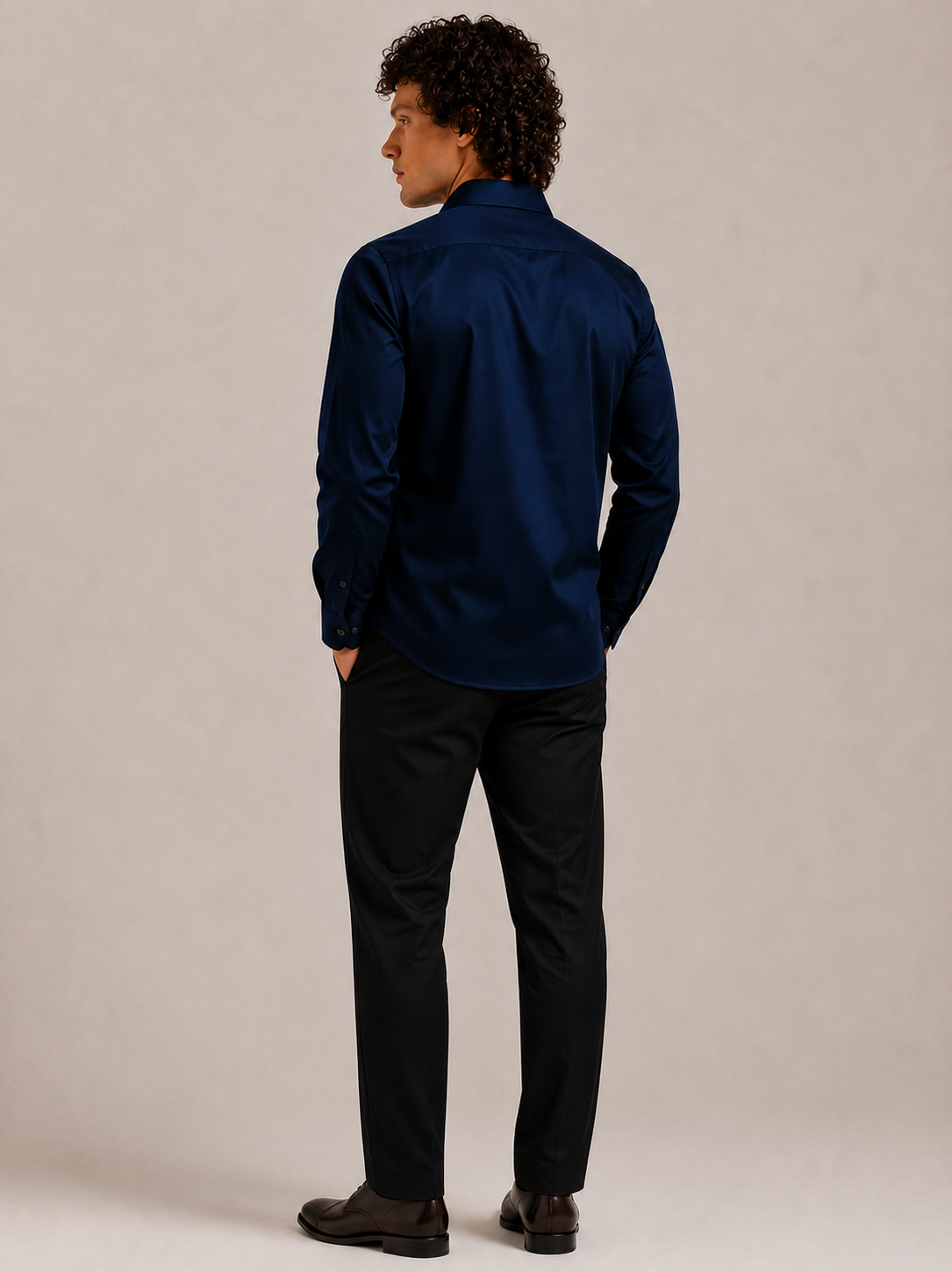 Royal Navy Blue Rose Art Premium Satin Shirt