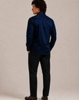 Royal Navy Blue Rose Art Premium Satin Shirt