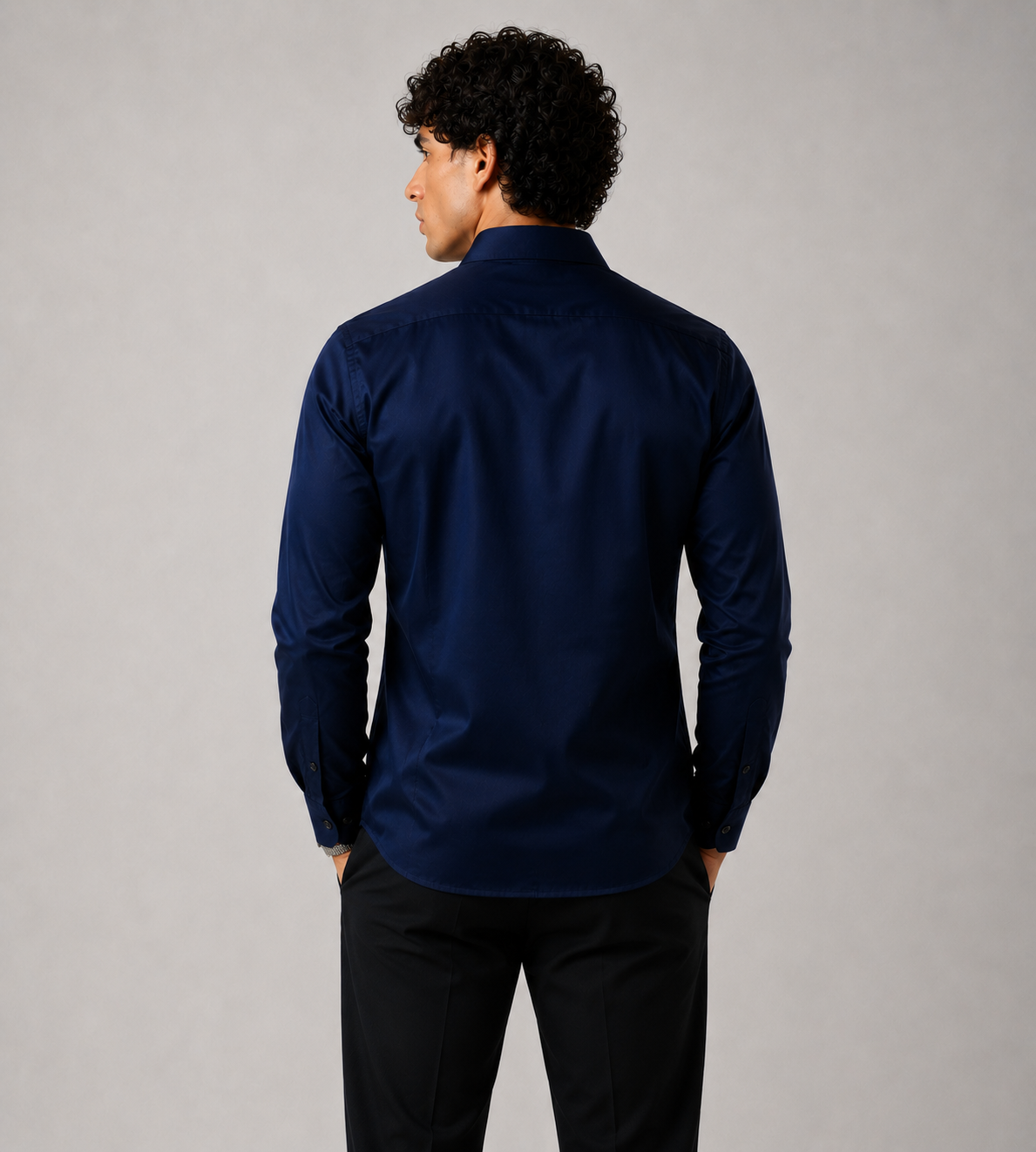 Royal Navy Blue Geometric Deer Art Premium Satin Shirt