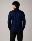 Royal Navy Blue Geometric Deer Art Premium Satin Shirt