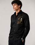 Midnight Black Koi Fish Art Premium Satin Designer Shirt
