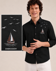 Midnight Voyage Embroidered Cotton Shirt
