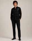 Midnight Black Minimal Face Art Premium Satin Shirt