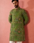 Men’s Olive Green Heritage designer  Short Kurta   designer