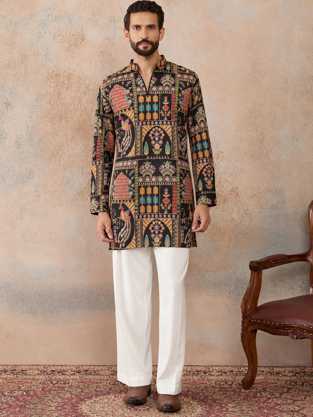 Men’s Black Heritage  Short Kurta