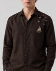 Coastal Voyage Embroidered Cotton Shirt