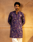 Men’s Royal Purple Floral designer Kurta designer